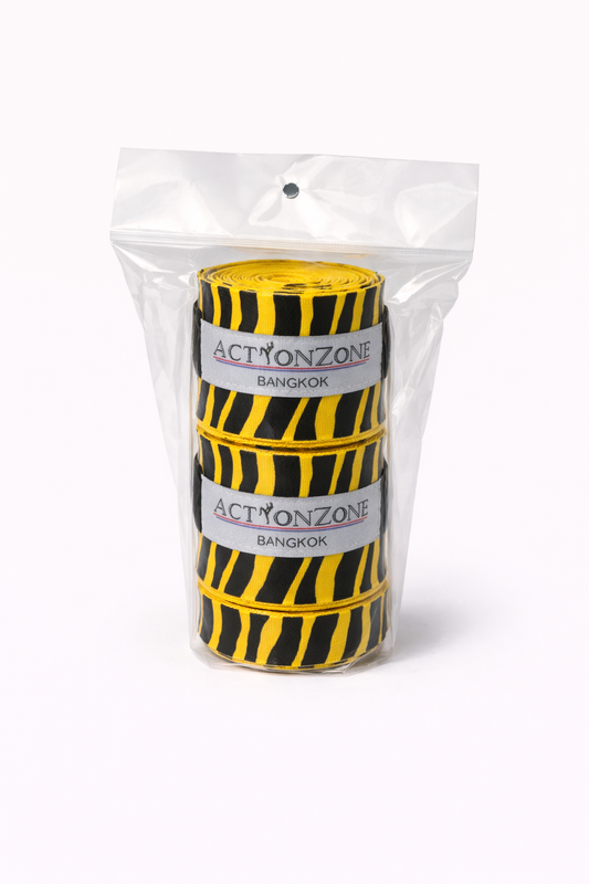 "ActionZone" elastic boxing handwraps 4.5 - Yellow Tiger