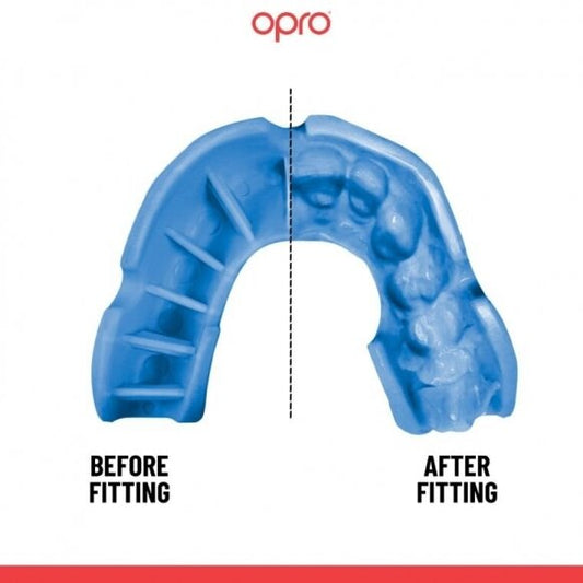 "OPRO" mouthguard Self-Fit Silver - Light Blue