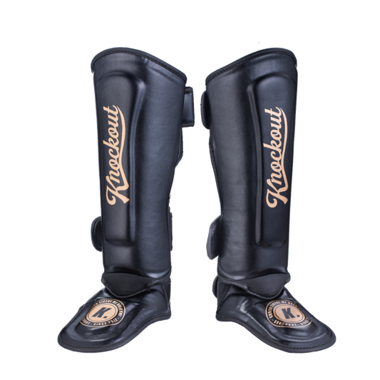 "Knockout Apolo" Shin Guards - Black / Gold
