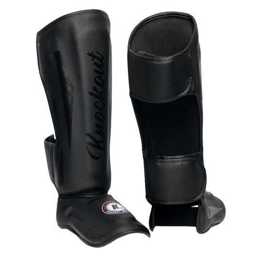 "KNOCKOUT LEGACY" shin guards- Black / Matt