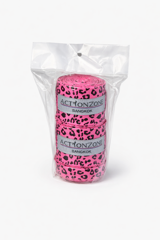"ActionZone" elastic boxing handwraps 4.5 - Pink Tiger