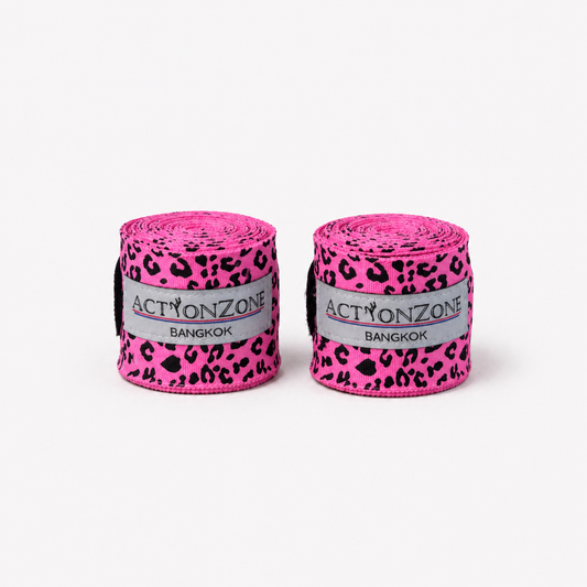 "ActionZone" elastic boxing handwraps 4.5 - Pink Tiger