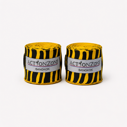 "ActionZone" elastic boxing handwraps 4.5 - Yellow Tiger