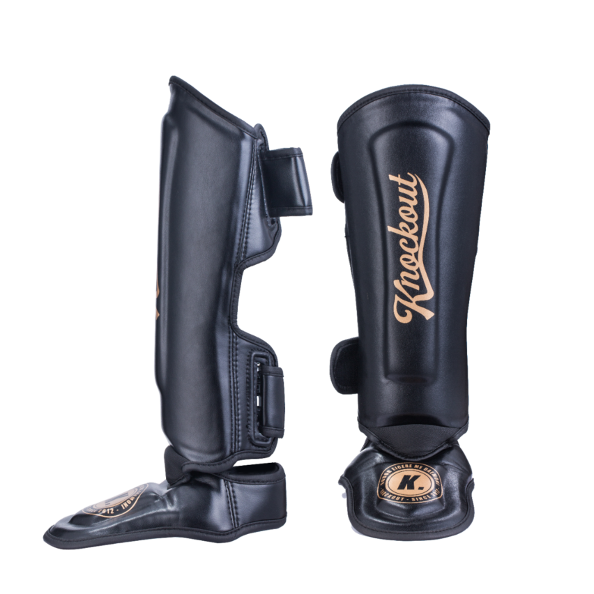"Knockout Apolo" Shin Guards - Black / Gold