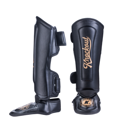 "Knockout Apolo" Shin Guards - Black / Gold