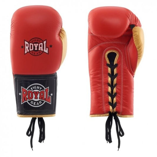 "Royal" leather boxing gloves with laces - Red