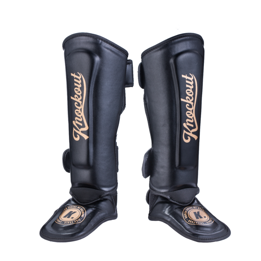 "Knockout Apolo" Shin Guards - Black / Gold