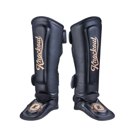 "Knockout Apolo" Shin Guards - Black / Gold