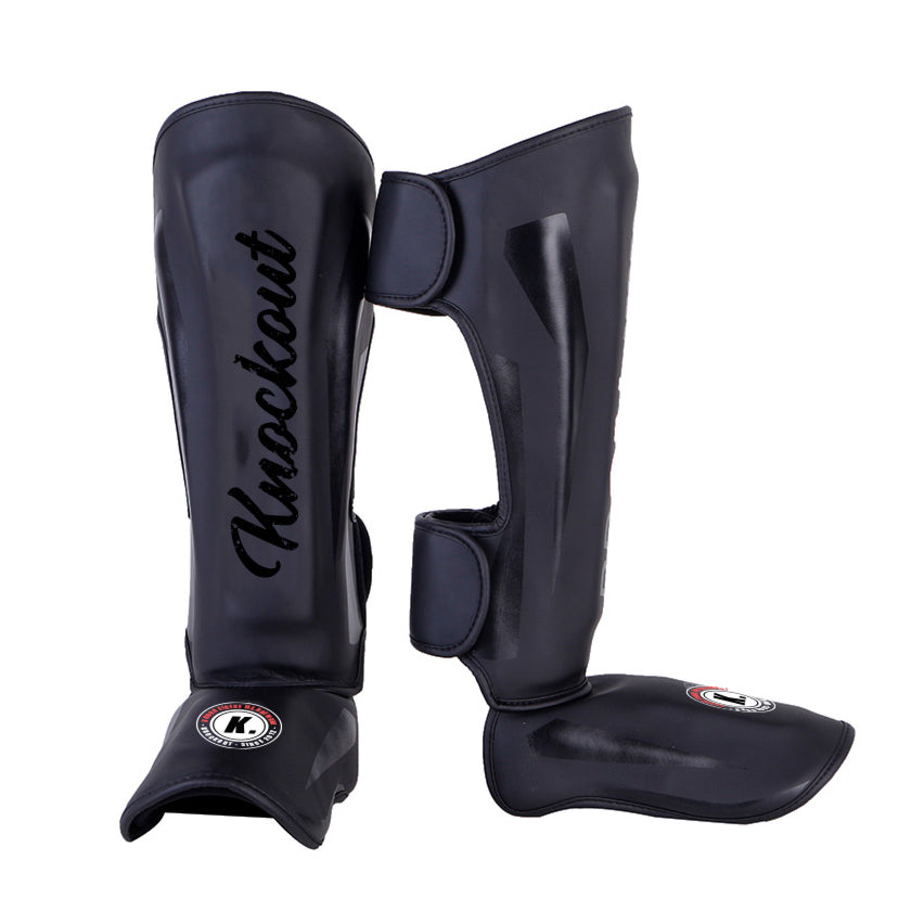 "KNOCKOUT LEGACY" shin guards- Black / Matt