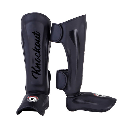 "KNOCKOUT LEGACY" shin guards- Black / Matt