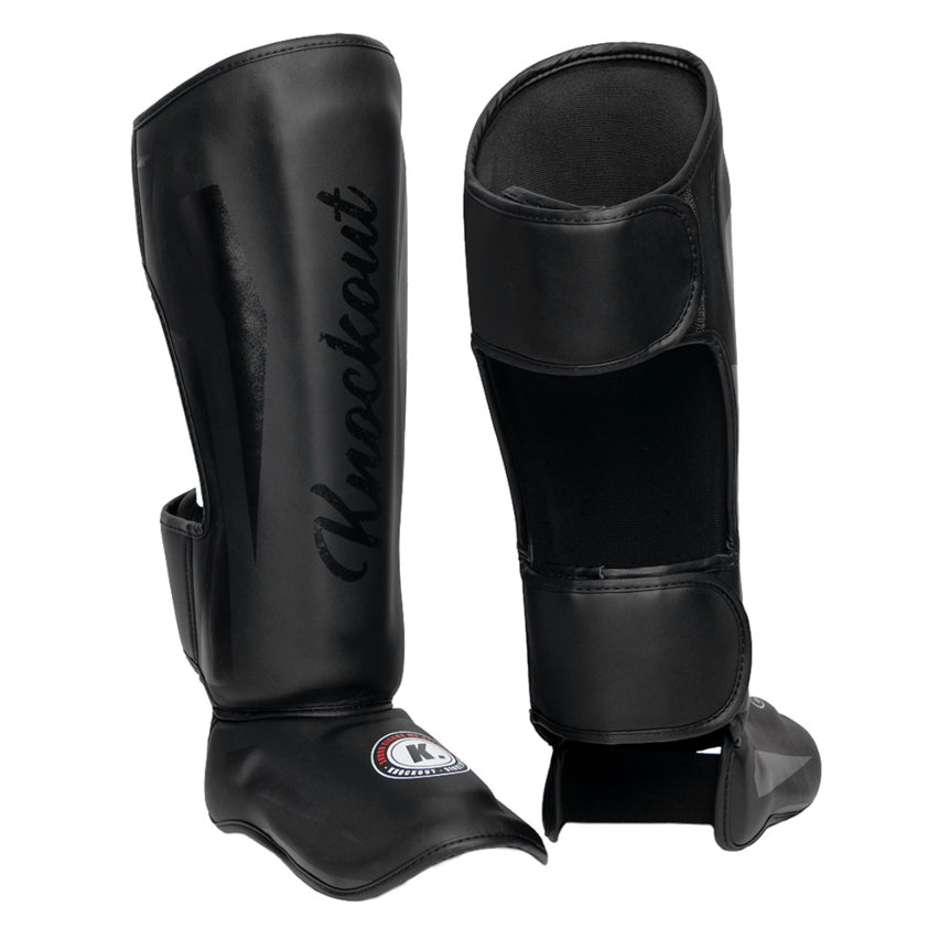 "KNOCKOUT LEGACY" shin guards- Black / Matt
