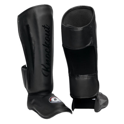 "KNOCKOUT LEGACY" shin guards- Black / Matt