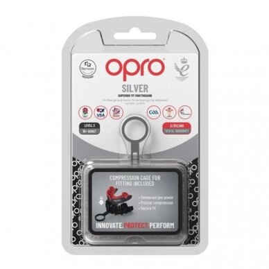 "OPRO" mouthguard Self-Fit Silver - Black/Red
