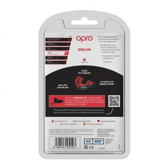 "OPRO" mouthguard Self-Fit Silver - Light Blue