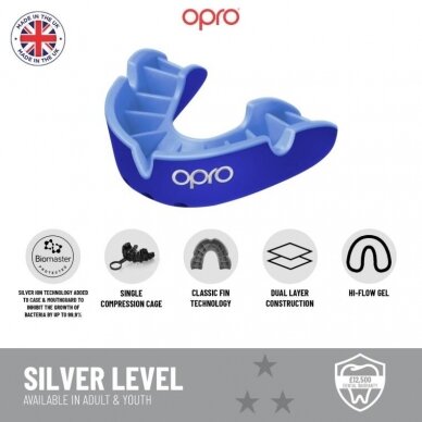 "OPRO" mouthguard Self-Fit Silver - Black/Red