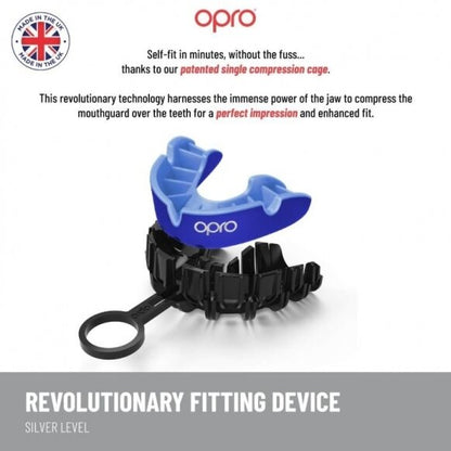 "OPRO" mouthguard Self-Fit Silver - Light Blue